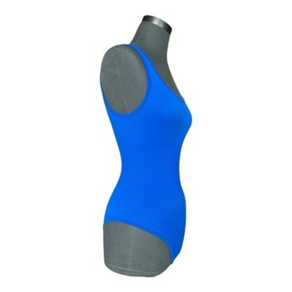 OQQ Vibrant Blue Ribbed Sleeveless Tank Bodysuit Womens Size S Stretch EXCellent - Picture 4 of 6